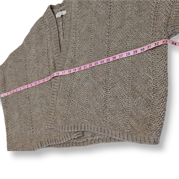 LOFT Open, Drapey Front Cardigan Chunky Knit Sweater Brown M - Picture 6 of 8